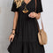 V-neck Short Sleeve Dress Summer Fashion Casual Loose Ruffled Dresses Beach Clothing Women